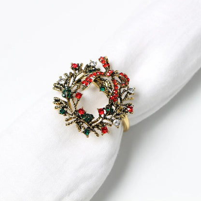 4PCS Christmas Tree Napkin Ring,Festiva Table Napkin Buckle,Diamond Deer Crafts Holder Christmas Wedding Party Supplies Decor