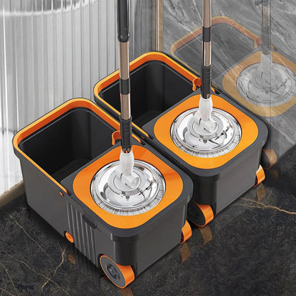 Spin Mop Bucket with 6 Replacement Head Refills Extended Handle Hand-Free Automatic Dehydration Mop for Household Floor Cleaning