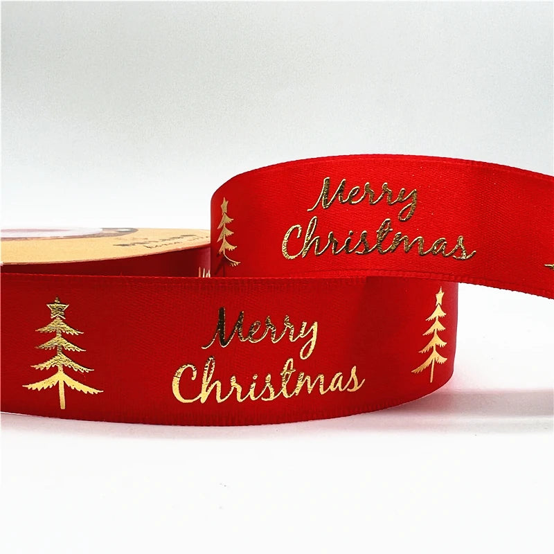 5 Yards 1 Inch Christmas Printed Ribbon - Polyester for DIY & Gift Wrapping