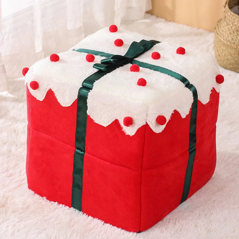 Christmas Cat Beds Closed Puppy House Winter Warm Pet Dog Sleeping Nest Large Space Bed for Small Dogs Cat Rabbit Holiday Gift