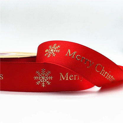 5 Yards 1 Inch Christmas Printed Ribbon - Polyester for DIY & Gift Wrapping