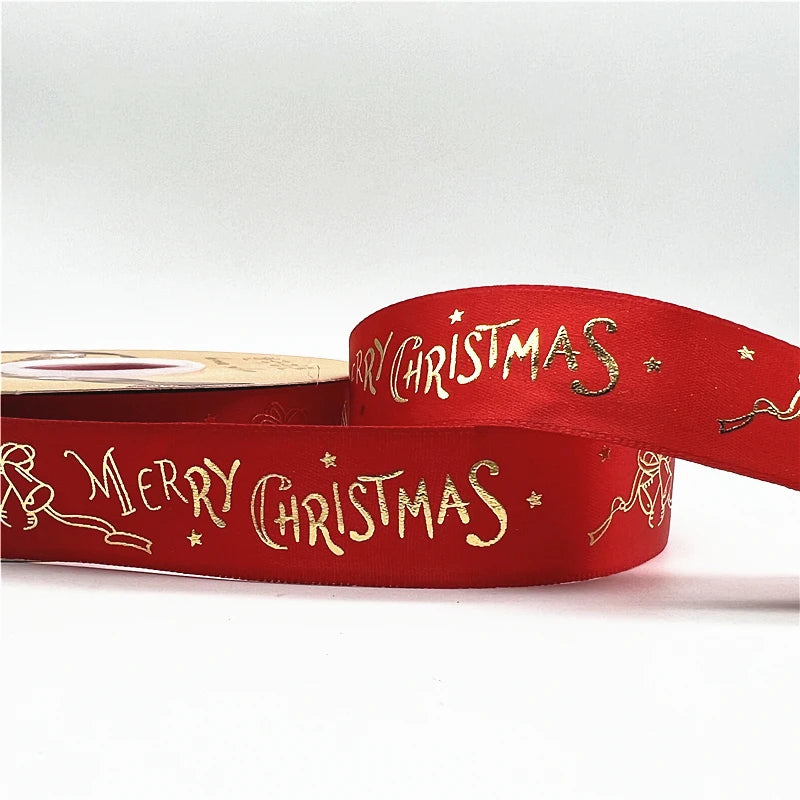 5 Yards 1 Inch Christmas Printed Ribbon - Polyester for DIY & Gift Wrapping