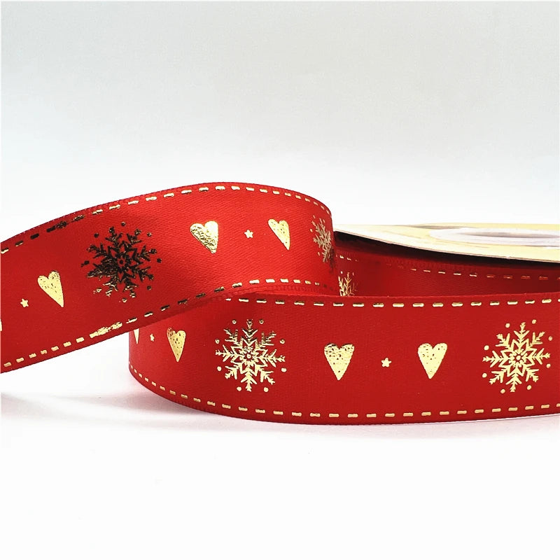 5 Yards 1 Inch Christmas Printed Ribbon - Polyester for DIY & Gift Wrapping