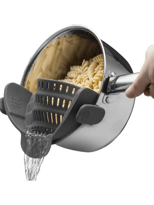 1pc Silicone Clip-On Strainer for Pots, Pans, and Bowls - Handheld Drainer for Pasta, Noodles, and More