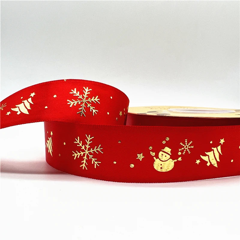 5 Yards 1 Inch Christmas Printed Ribbon - Polyester for DIY & Gift Wrapping