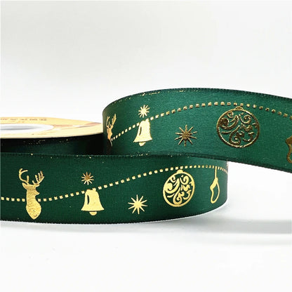 5 Yards 1 Inch Christmas Printed Ribbon - Polyester for DIY & Gift Wrapping