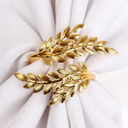 Gold Leaf Napkin Rings – 2/6pcs for Thanksgiving, Christmas, Weddings & Table Décor