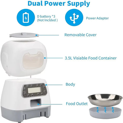 3.5L Automatic Pet Feeder For Cats WiFi Smart Swirl Slow Dog Feeder With Voice Recorder Large Capacity Timing Cat Food Dispenser