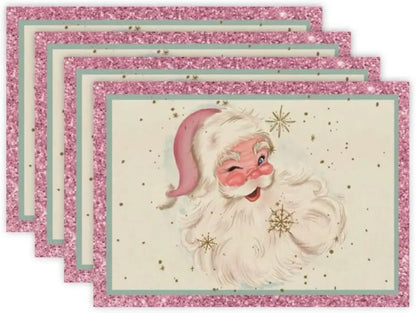 Pink Stripe Christmas Placemats