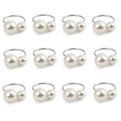 Dvinana Pearl Napkin Rings - Gold, 6/12/24Pcs for Weddings & Dining Decor