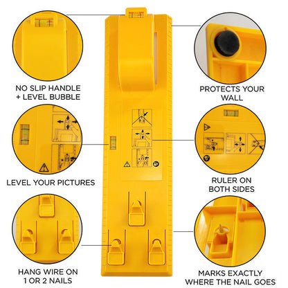 DIY Picture Frame Hanging Kit – Level Ruler, Hooks & Tools for Easy Wall Mounting