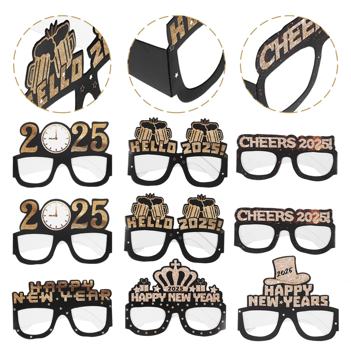 High-Quality 2025 Paper Glasses: 12 Pairs for a Festive New Year