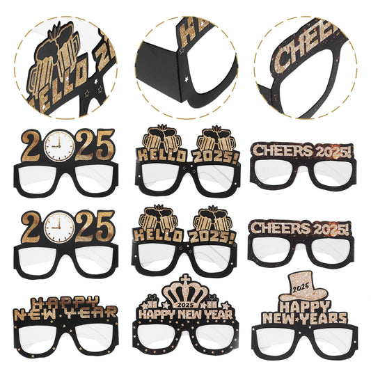 High-Quality 2025 Paper Glasses: 12 Pairs for a Festive New Year