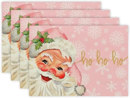 Pink Stripe Christmas Placemats