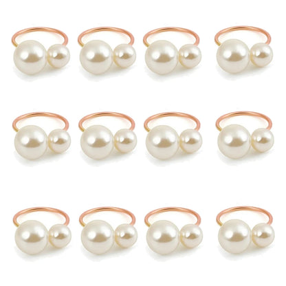 Dvinana Pearl Napkin Rings - Gold, 6/12/24Pcs for Weddings & Dining Decor