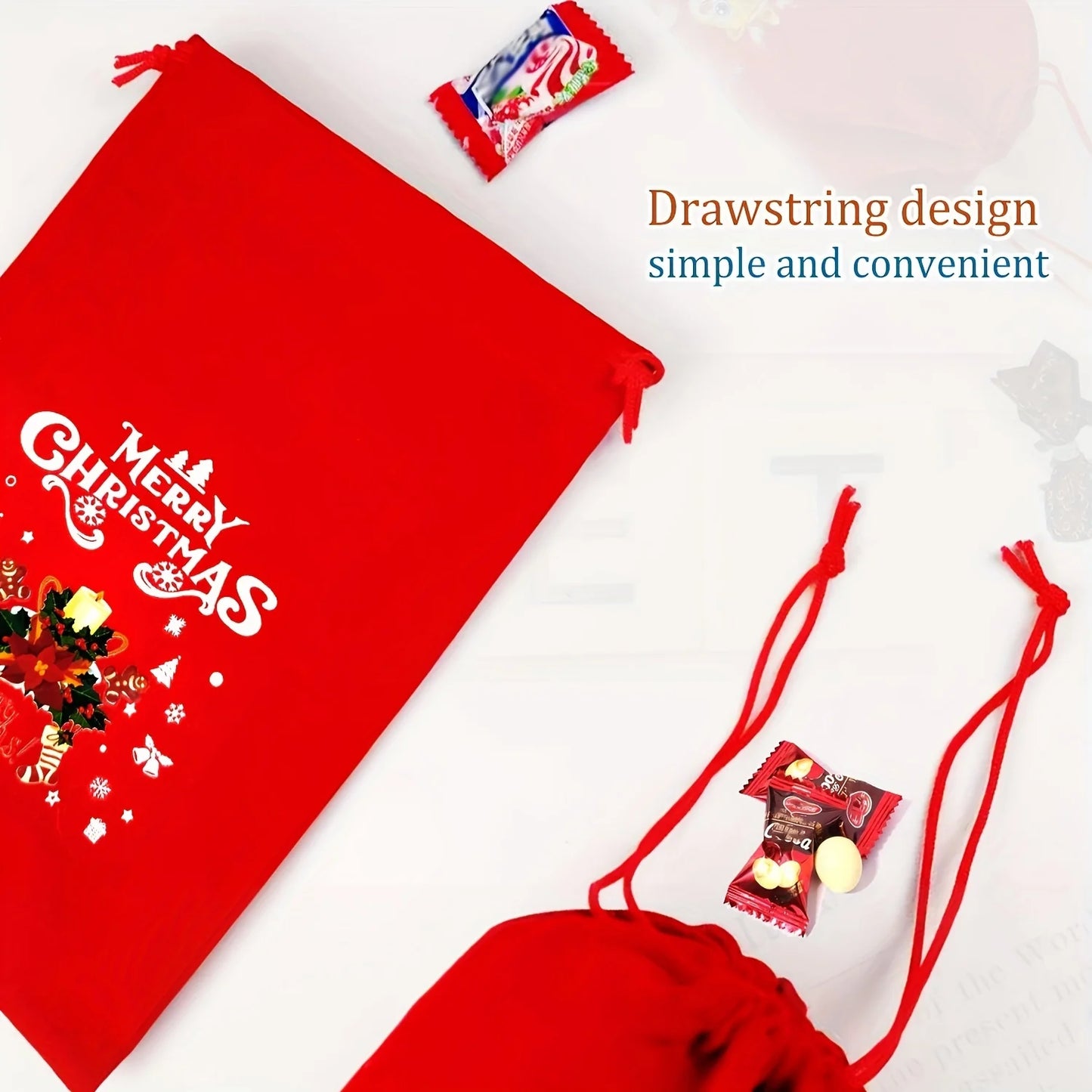 12Pcs Velvet Christmas Gift Bags with Drawstring