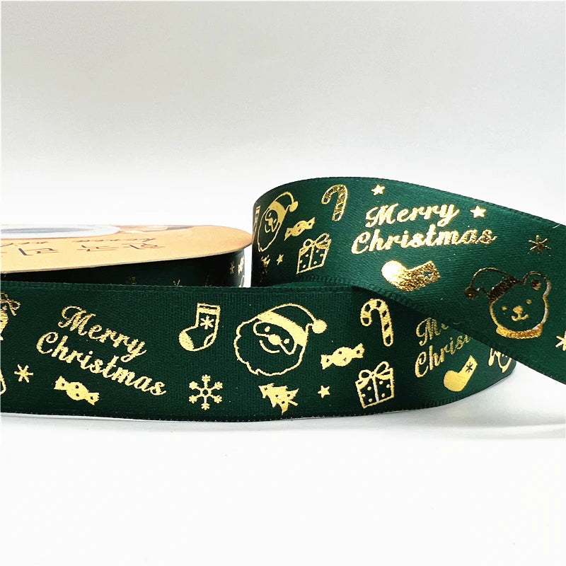 5 Yards 1 Inch Christmas Printed Ribbon - Polyester for DIY & Gift Wrapping