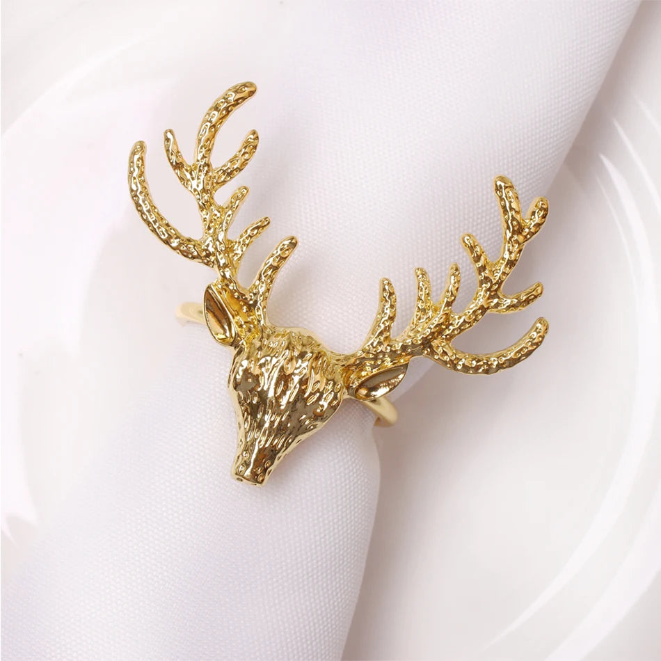 4PCS Christmas Tree Napkin Ring,Festiva Table Napkin Buckle,Diamond Deer Crafts Holder Christmas Wedding Party Supplies Decor