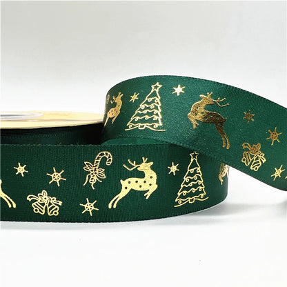 5 Yards 1 Inch Christmas Printed Ribbon - Polyester for DIY & Gift Wrapping