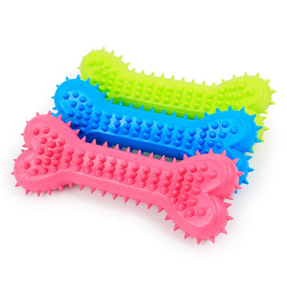 1pc Fashion Pet Chew Toy Soft Rubber Bite-resistance Bone Shape Teeth Grinding Chewing Toys for Small Dogs Training Pet Supplies