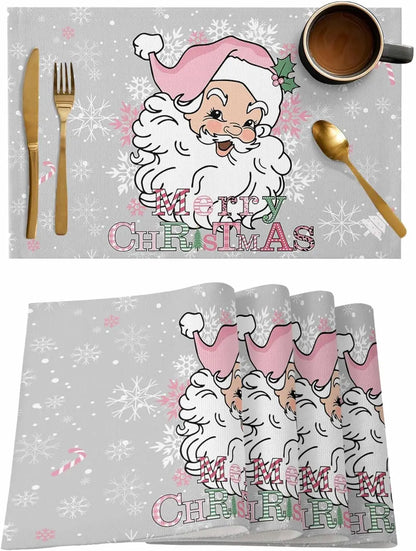 Pink Stripe Christmas Placemats