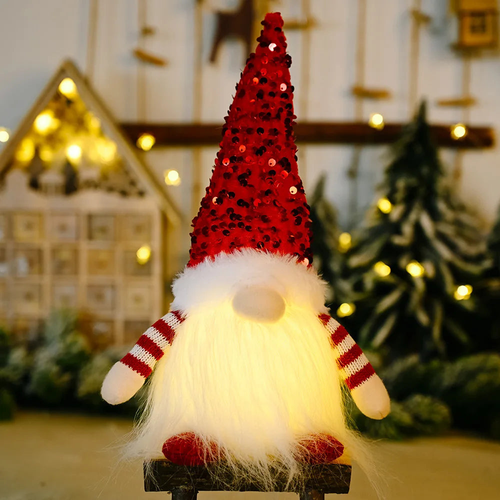 30cm Glowing Gnome Christmas Ornaments 2024, Faceless Plush Dolls, New Year Gift.