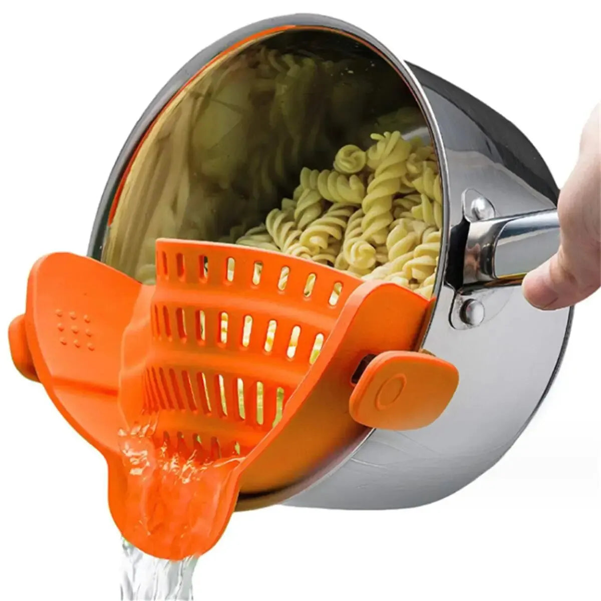 1pc Silicone Clip-On Strainer for Pots, Pans, and Bowls - Handheld Drainer for Pasta, Noodles, and More