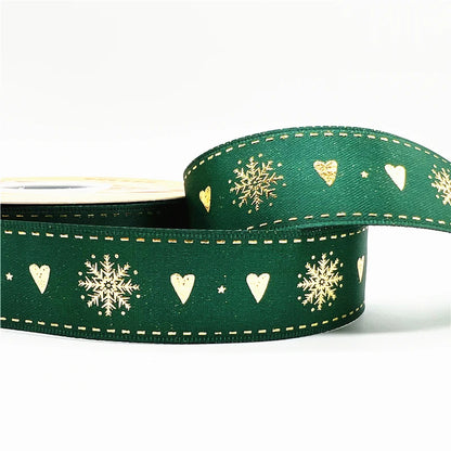 5 Yards 1 Inch Christmas Printed Ribbon - Polyester for DIY & Gift Wrapping