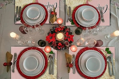 Pink Stripe Christmas Placemats