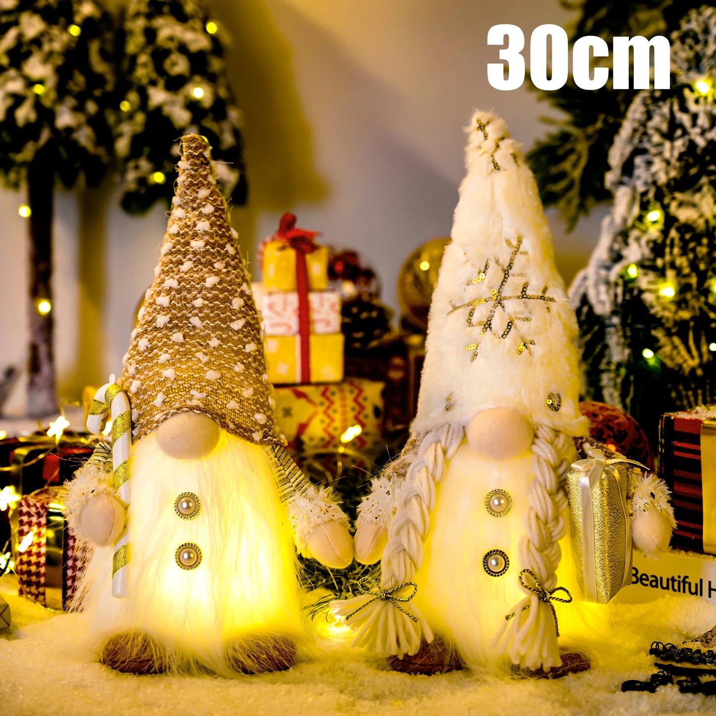 30cm Glowing Gnome Christmas Ornaments 2024, Faceless Plush Dolls, New Year Gift.