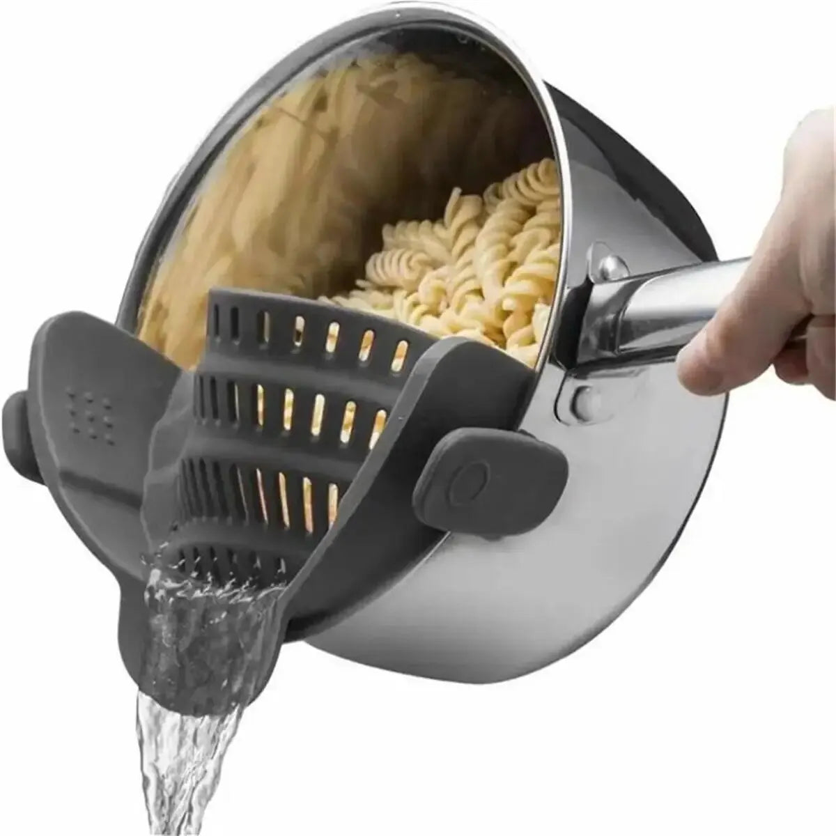 1pc Silicone Clip-On Strainer for Pots, Pans, and Bowls - Handheld Drainer for Pasta, Noodles, and More