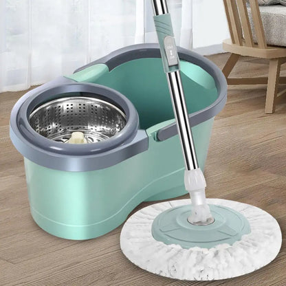 Spins Mop and Bucket Set Household Cleaning Automatic Spins Mop Labour-Saving Cleaning Mop with Wringer for Living Room Kitchen