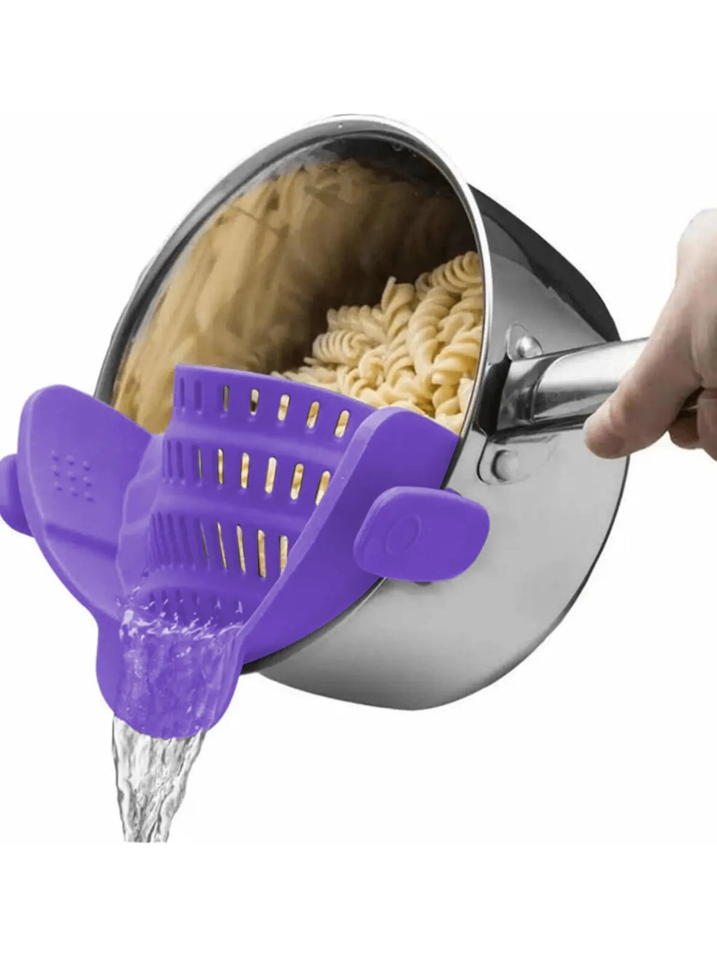 1pc Silicone Clip-On Strainer for Pots, Pans, and Bowls - Handheld Drainer for Pasta, Noodles, and More