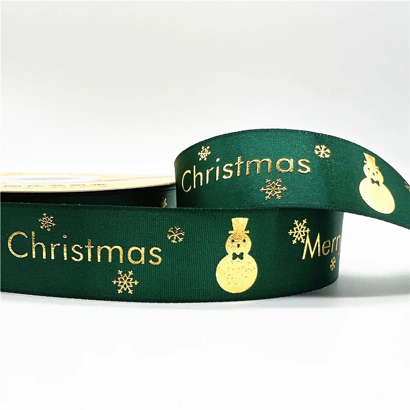 5 Yards 1 Inch Christmas Printed Ribbon - Polyester for DIY & Gift Wrapping