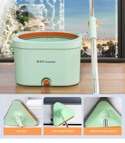 Rotating Mop Microfibers Mop and Bucket Set Floor Washing Mops Triangle Window Washing Mop Household Cleaning Tools for Home