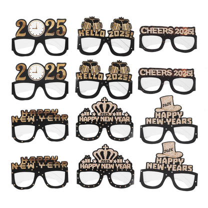 High-Quality 2025 Paper Glasses: 12 Pairs for a Festive New Year