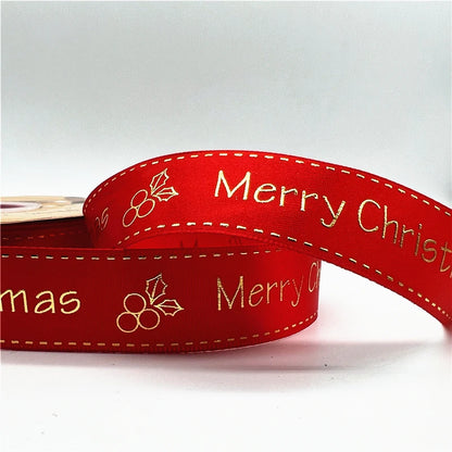 5 Yards 1 Inch Christmas Printed Ribbon - Polyester for DIY & Gift Wrapping