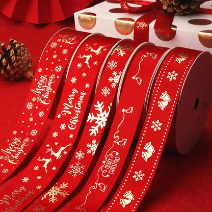 5 Yards 1 Inch Christmas Printed Ribbon - Polyester for DIY & Gift Wrapping