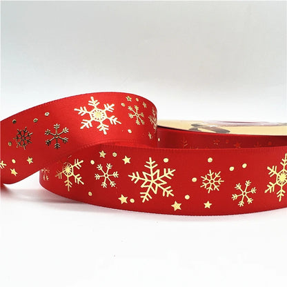 5 Yards 1 Inch Christmas Printed Ribbon - Polyester for DIY & Gift Wrapping