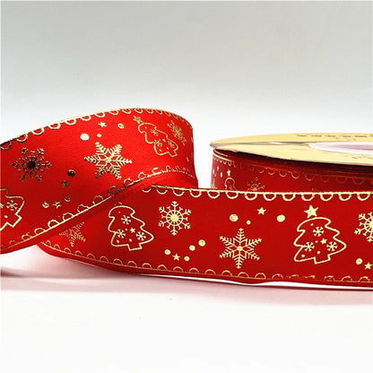 5 Yards 1 Inch Christmas Printed Ribbon - Polyester for DIY & Gift Wrapping