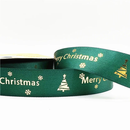 5 Yards 1 Inch Christmas Printed Ribbon - Polyester for DIY & Gift Wrapping