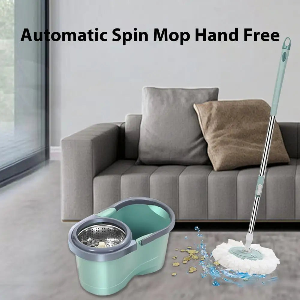 Spins Mop and Bucket Set Household Cleaning Automatic Spins Mop Labour-Saving Cleaning Mop with Wringer for Living Room Kitchen