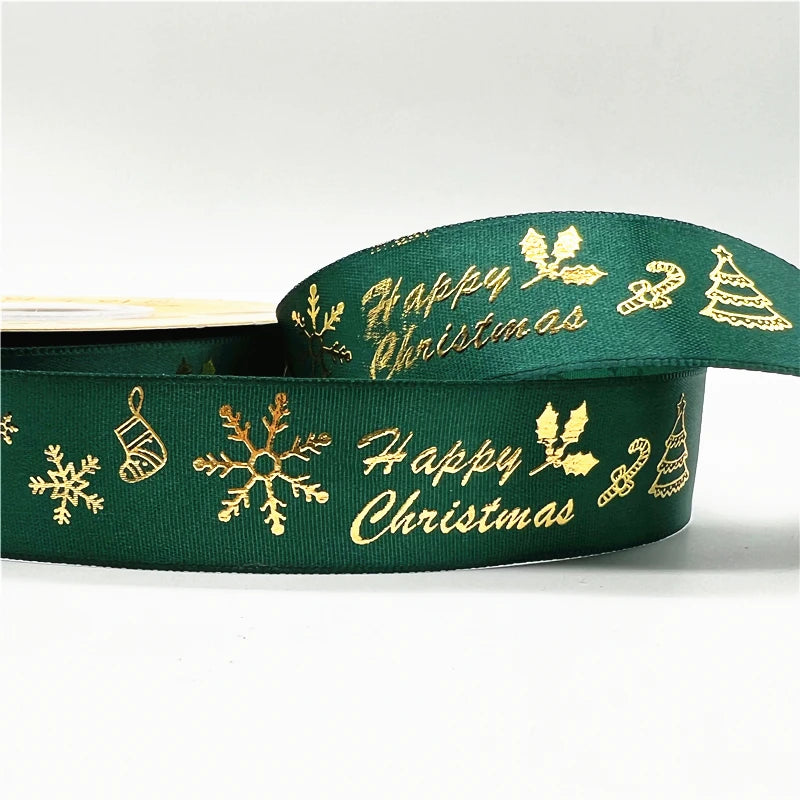 5 Yards 1 Inch Christmas Printed Ribbon - Polyester for DIY & Gift Wrapping