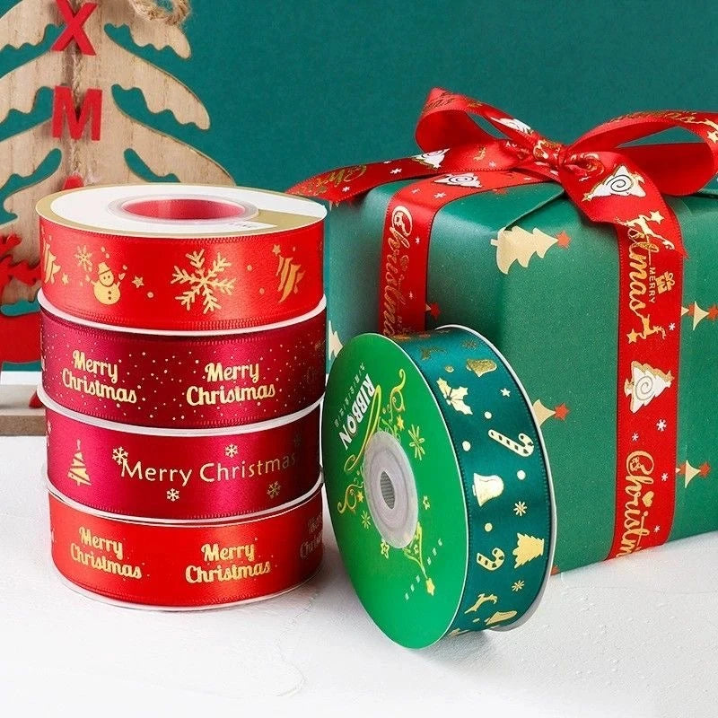 5 Yards 1 Inch Christmas Printed Ribbon - Polyester for DIY & Gift Wrapping