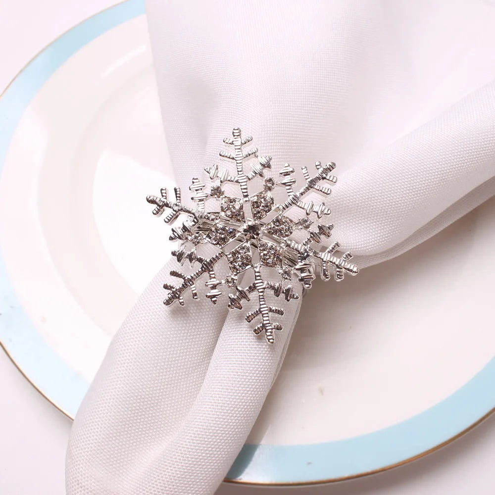 4PCS Christmas Tree Napkin Ring,Festiva Table Napkin Buckle,Diamond Deer Crafts Holder Christmas Wedding Party Supplies Decor