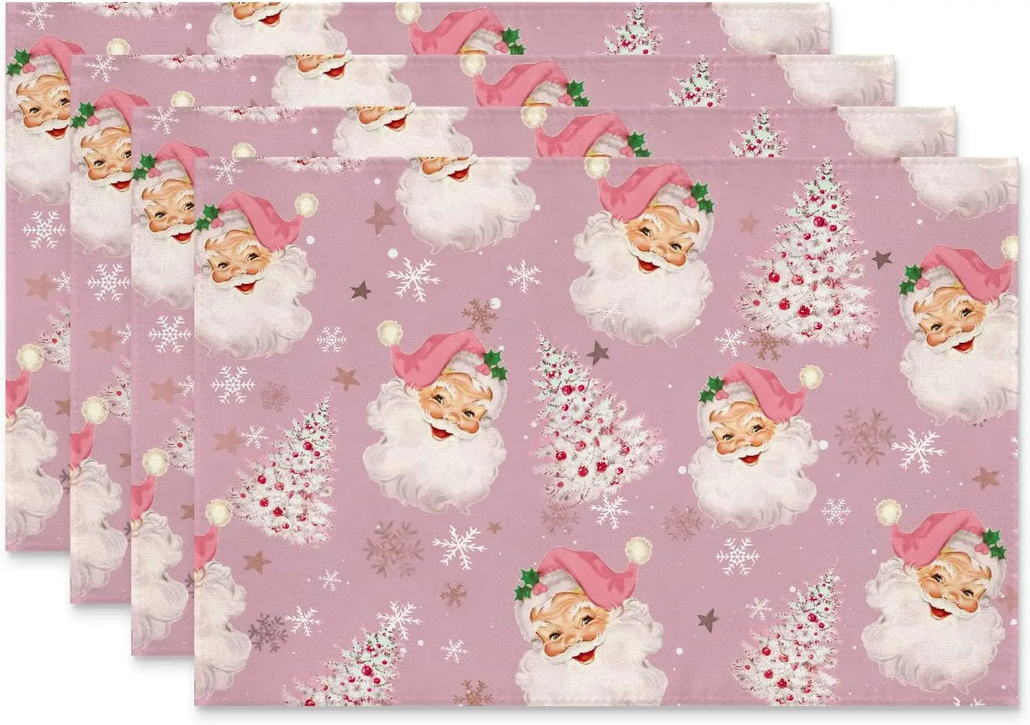 Pink Stripe Christmas Placemats