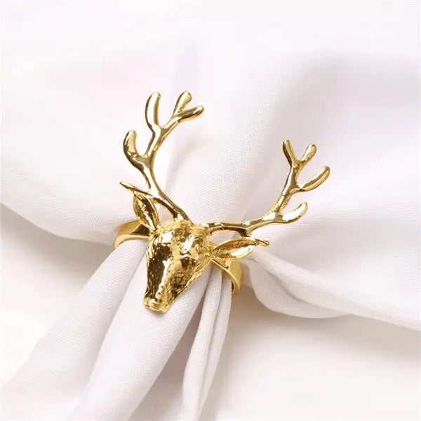 4PCS Christmas Tree Napkin Ring,Festiva Table Napkin Buckle,Diamond Deer Crafts Holder Christmas Wedding Party Supplies Decor