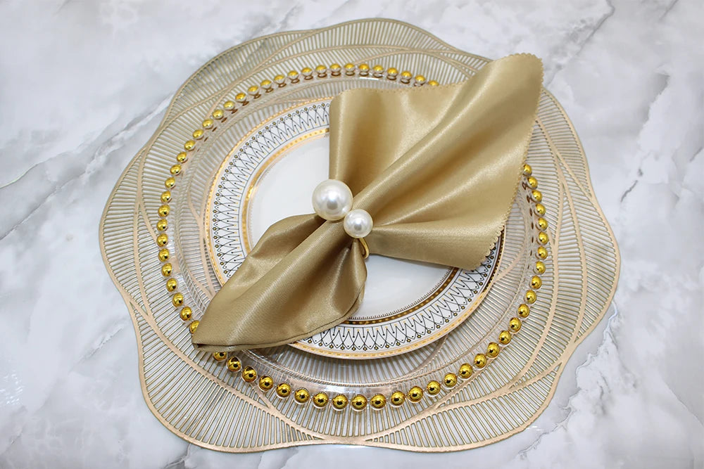 Dvinana Pearl Napkin Rings - Gold, 6/12/24Pcs for Weddings & Dining Decor