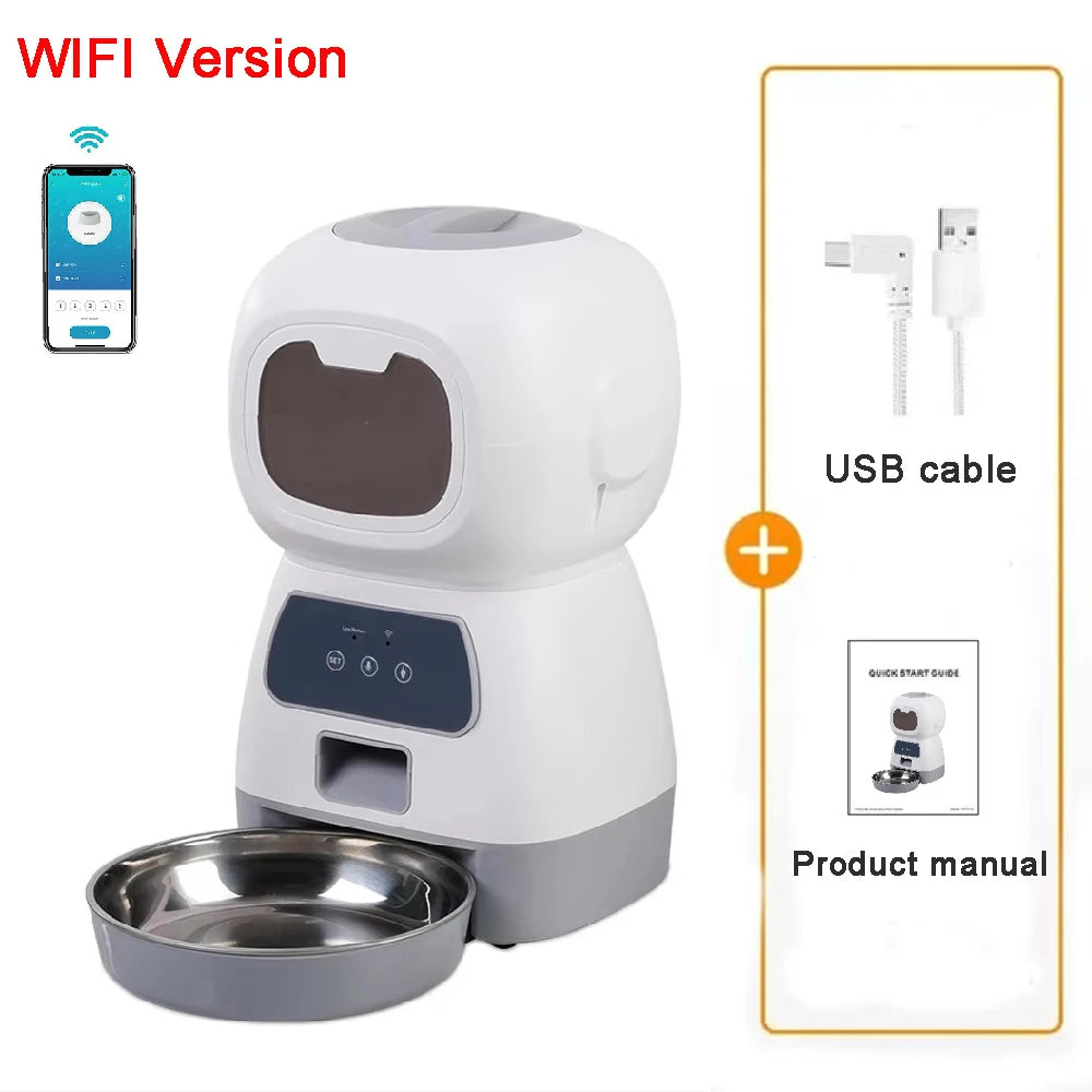 3.5L Automatic Pet Feeder For Cats WiFi Smart Swirl Slow Dog Feeder With Voice Recorder Large Capacity Timing Cat Food Dispenser