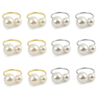 Dvinana Pearl Napkin Rings - Gold, 6/12/24Pcs for Weddings & Dining Decor